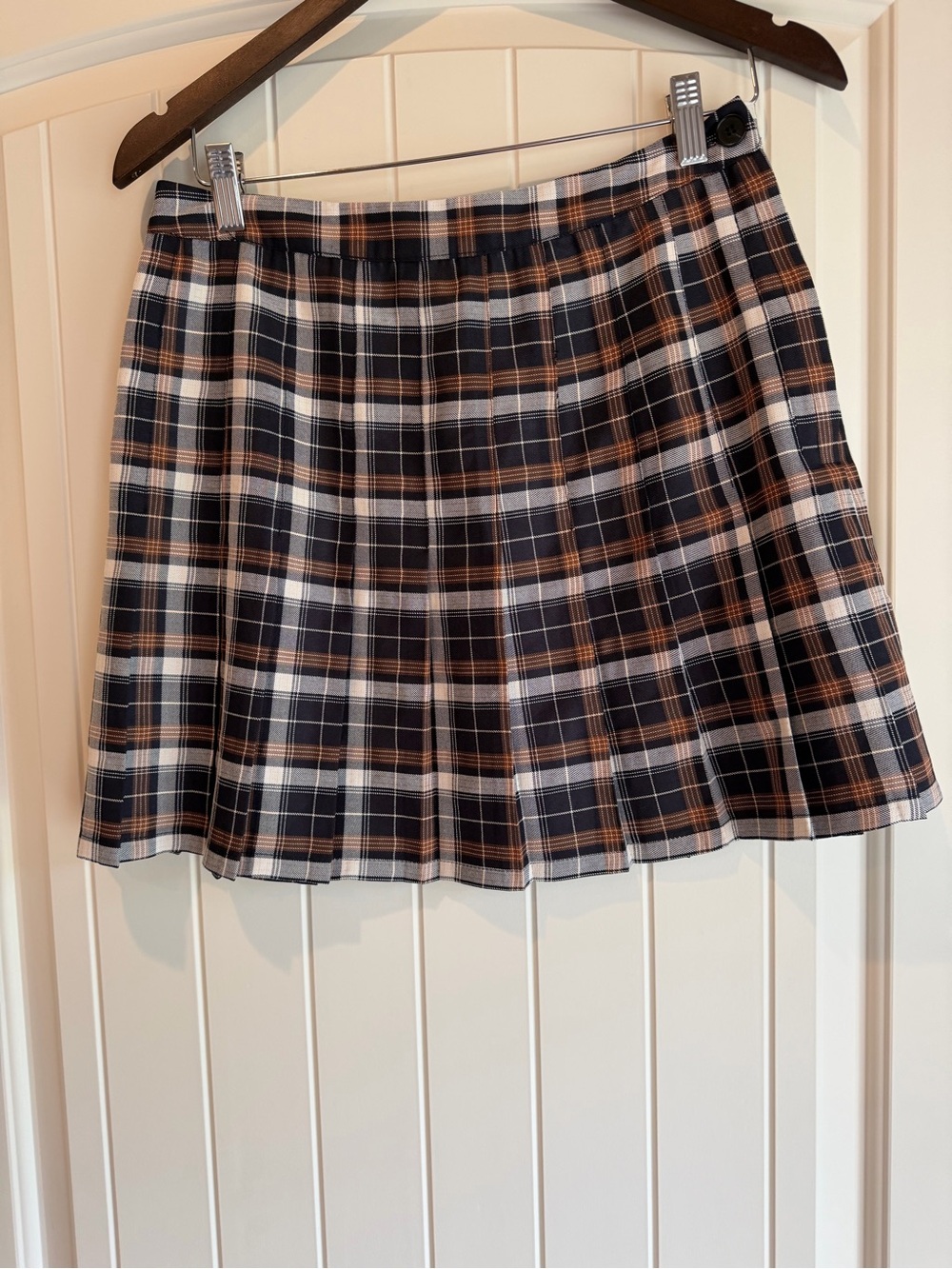 Urban Outfitters Plaid Pleated Mini Skirt - Dark Academia Brown/Black - Size M